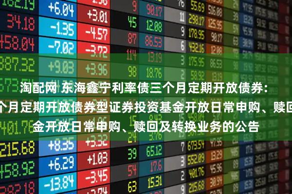 淘配网 东海鑫宁利率债三个月定期开放债券: 东海鑫宁利率债三个月定期开放债券型证券投资基金开放日常申购、赎回及转换业务的公告